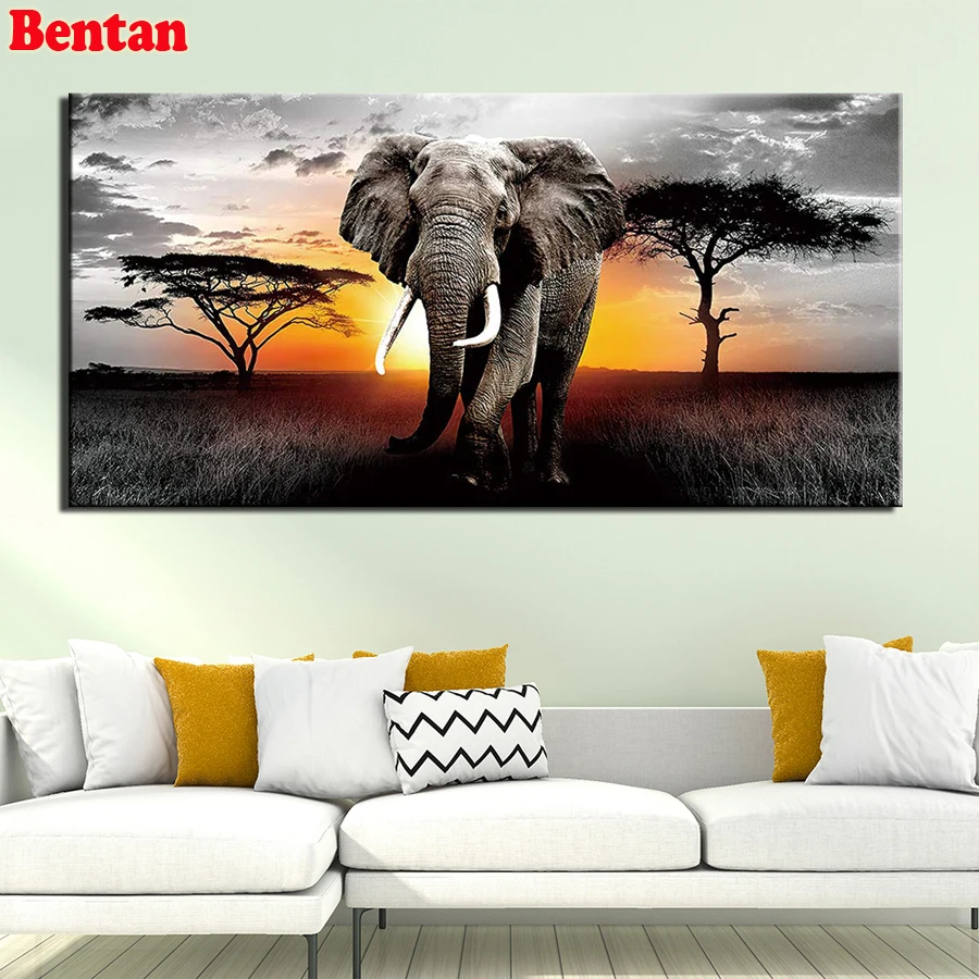 

New diamond embroidery animal elephant 5d diy diamond painting mosaic picture of rhinestones cross-stitch mosaic set needlework