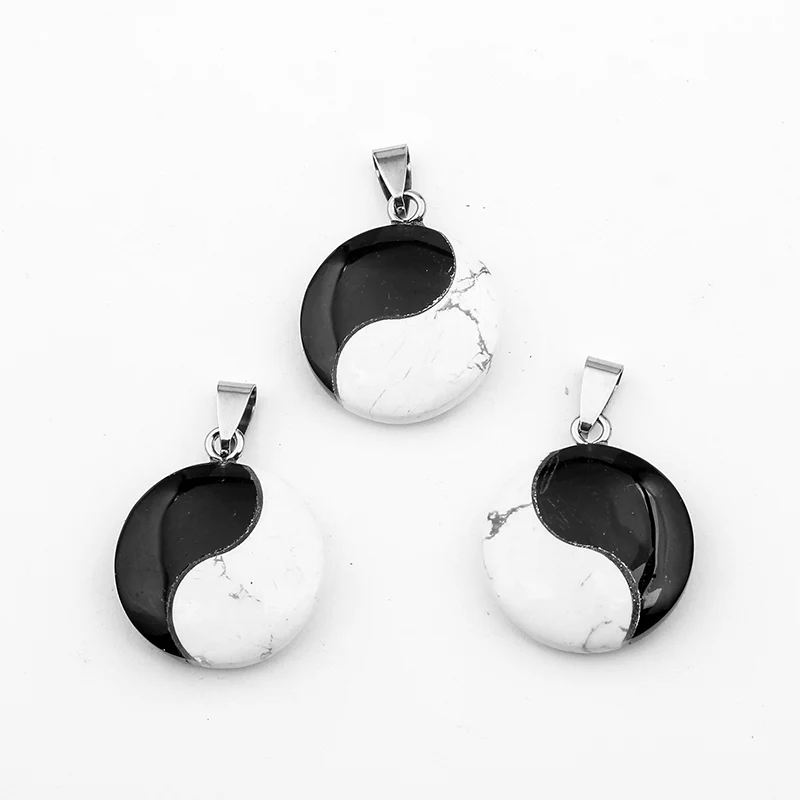 1 шт 25 мм круглый натуральный камень подвеска Yin Yang Tai Chi Fengshui мм|stone pendant|natural stone