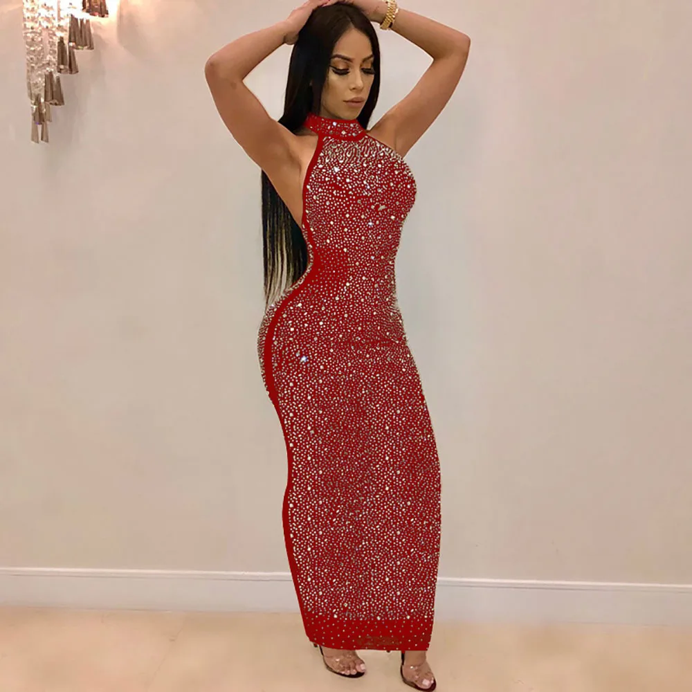 Сетка горячего бурения горный хрусталь ночной клуб сексуальное платье