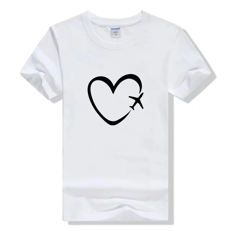 

Travel Plane Heart Love Short Sleeve T-shirt Women T Shirt Summer Cotton TShirt Women Casual Tee Shirt Femme Tumblr Graphic Tees