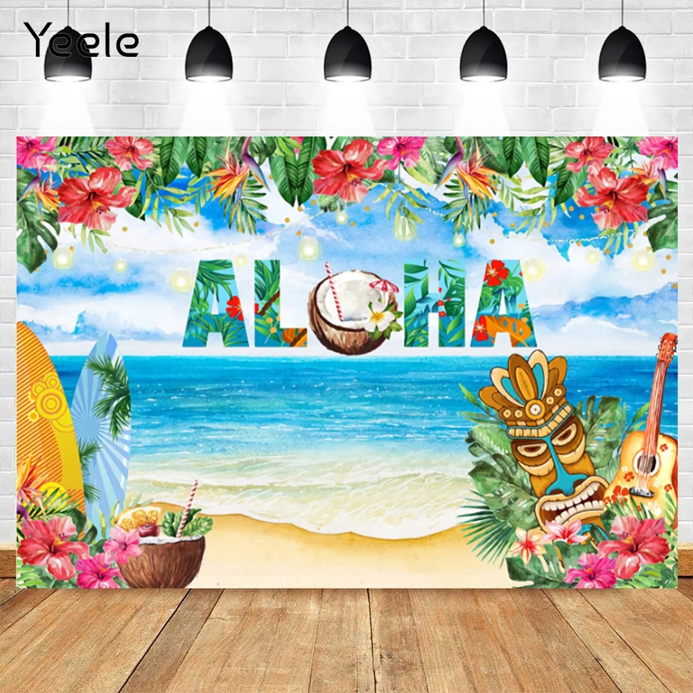 

Виниловый фон Yeele для фотосъемвечерние детей с изображением летнего тропического океана, морского побережья, пляжа, дня рождения, надпись "А...