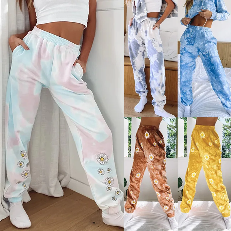 

Tie Dye Casual Pants European and American Printed Corset Pants Pants Girls' Sports Pants Women Sweatpants