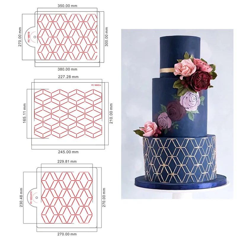 

Geometric Rhombus Pattern Cake Stencil Plastic Lace Cake Boder Stencils Template Diy Drawing Mold Cake Decorating Tools 2021 New