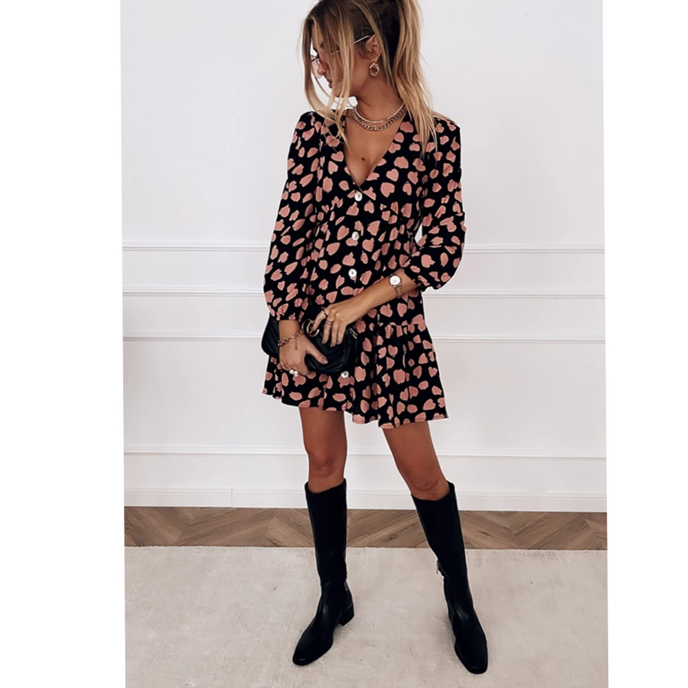 

Женское Повседневное платье с узкой талией, пуговицами и V-образным вырезом, Polk, 2021