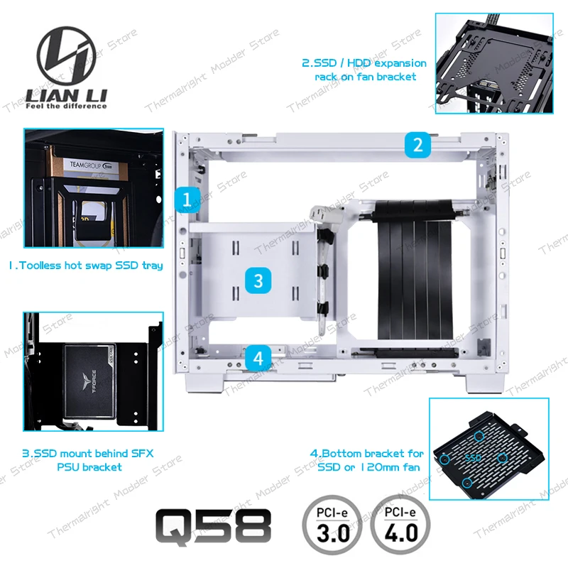 LIAN LI Q58 PC чехол для компьютера с водяным охлаждением шасси MINI ITX игровой ПК