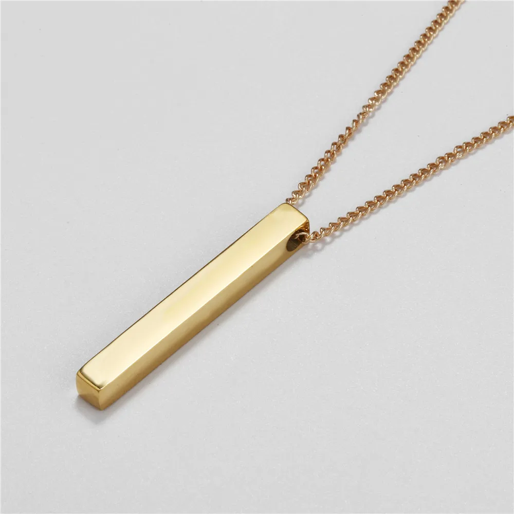 

Punk Fashion Rectangle Pendant Men Necklace Classic Stainless Steel Cuban Long Chain Necklace For Men Women Sweet Jewelry Gift