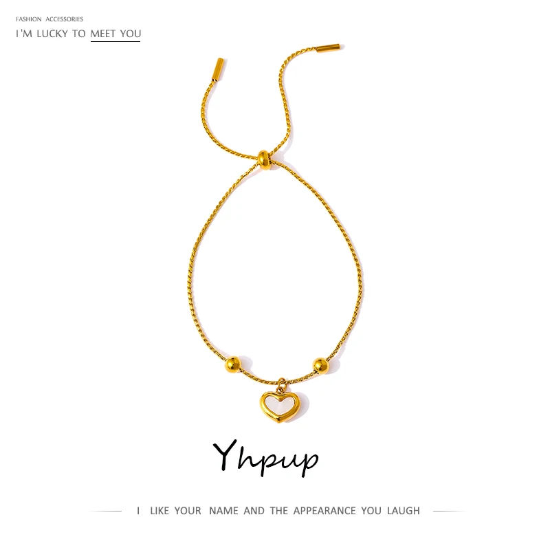 Женский пляжный браслет из нержавеющей стали Yhpup, модный браслет с сердцем, цепочка из натуральной ракушки, летние браслеты на ногу, ювелирные изделия