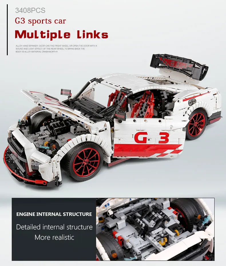 Yeshin Motor Technic, игрушечные машинки, MOC 25326, GTR-35, скоростная машинка, набор, машинка с дистанционным управлением, детские рождественские игрушки, строительные блоки, кирпичи