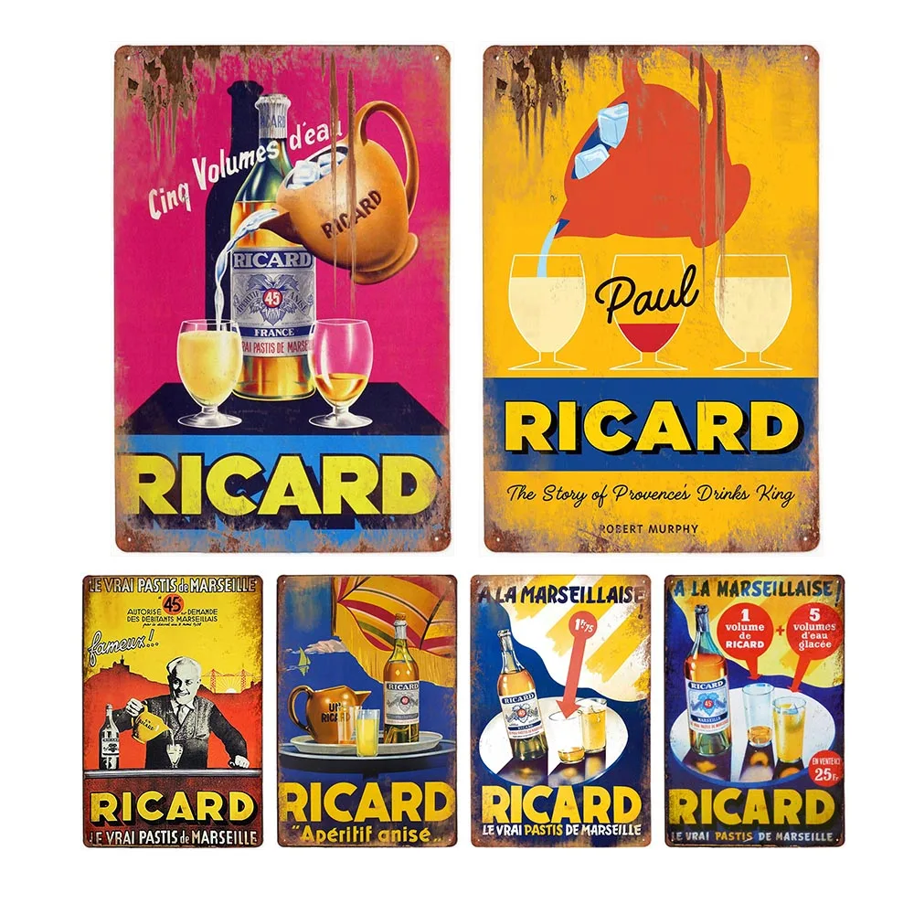 

Ricard Retro Metal Sign Whisky Belgium Beer Poster Plaque Wall Art Vintage Plates Bar Pub Club Tin Painting Home Decor 20x30cm