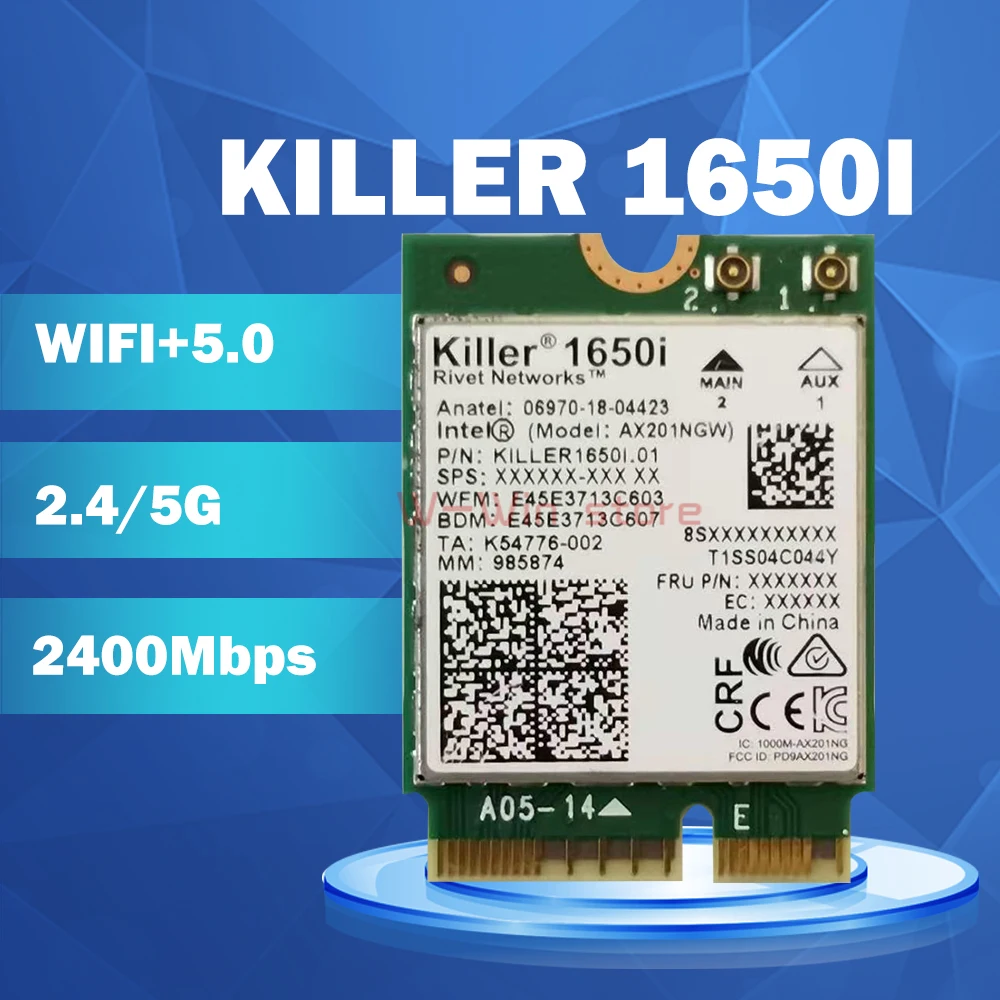 Ноутбук Killer 1650i AC два диапазона 802 Гбит/с беспроводная AX201NGW Wifi карта 5 0. 11AX/A/B/G/N
