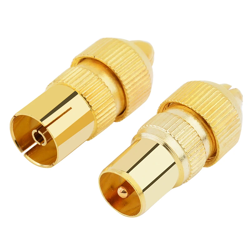 Позолоченный Штекерный разъем для ТВ-антенны 1 шт. радиочастотный коаксиальный