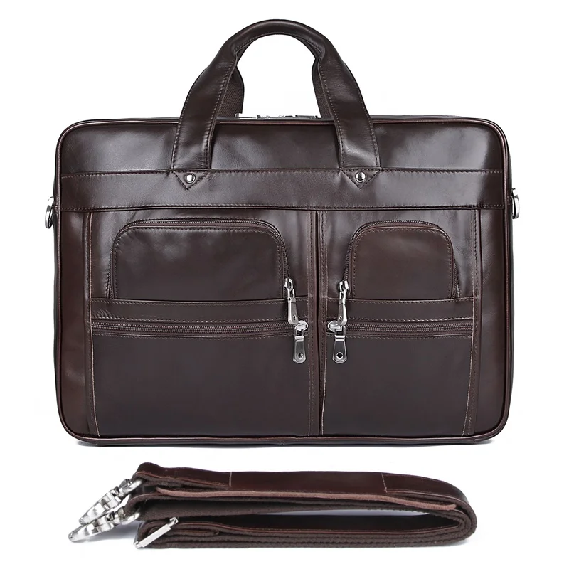 

Full Genuine Leather Briefcase Men Cowhide Large Portfolio Men's Office Bags Folder For Documents A4 Laptop Bag Fits 17.3 Inch