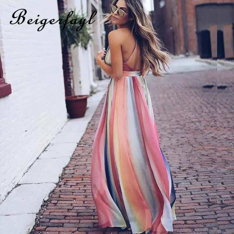 Beigerfayl сексуальное Макси длинное Sukienki элегантное Boho Vestidos Modis пляжное шифоновое