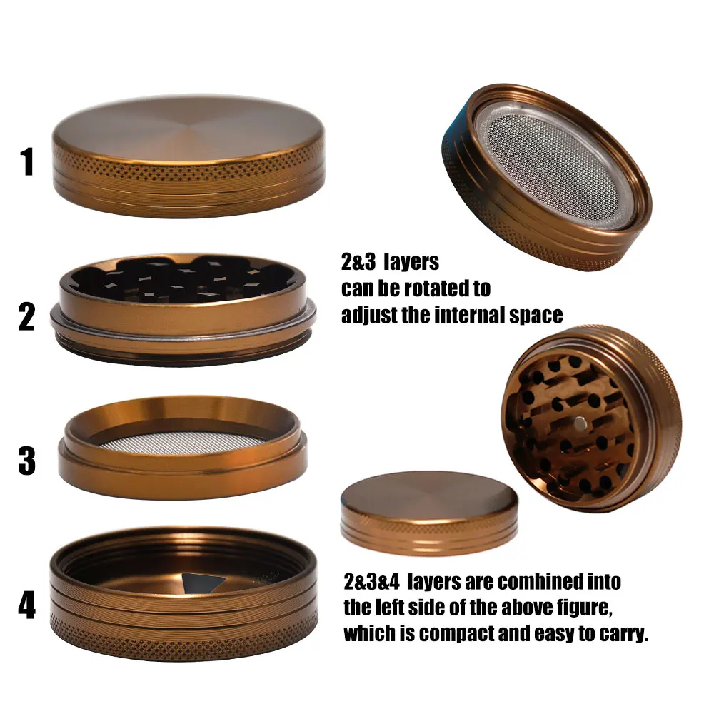 HORNET авиационная алюминиевая травяная шлифовальная машина для табака 60 мм 4 шт.