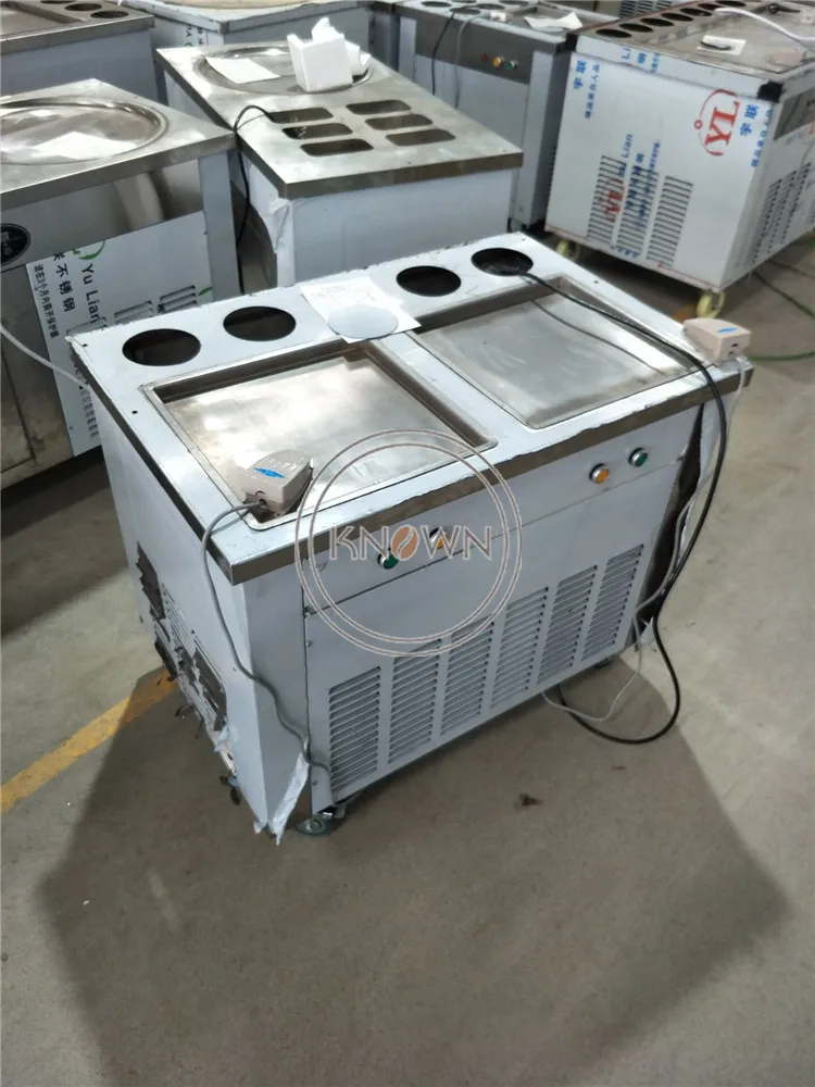 Высокое качество двойная квадратная сковорода с 5 баками жареное мороженое