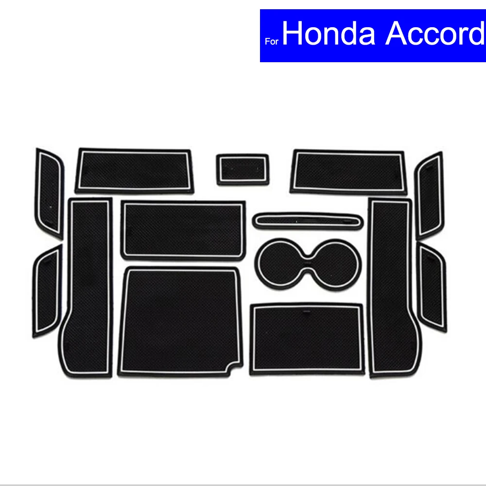 

14 шт. коврики для дверей автомобиля, коврики для дверных ворот, подставки для чашек для Honda Accord 2014 2015, коврики для дверных канавок, бесплатная доставка