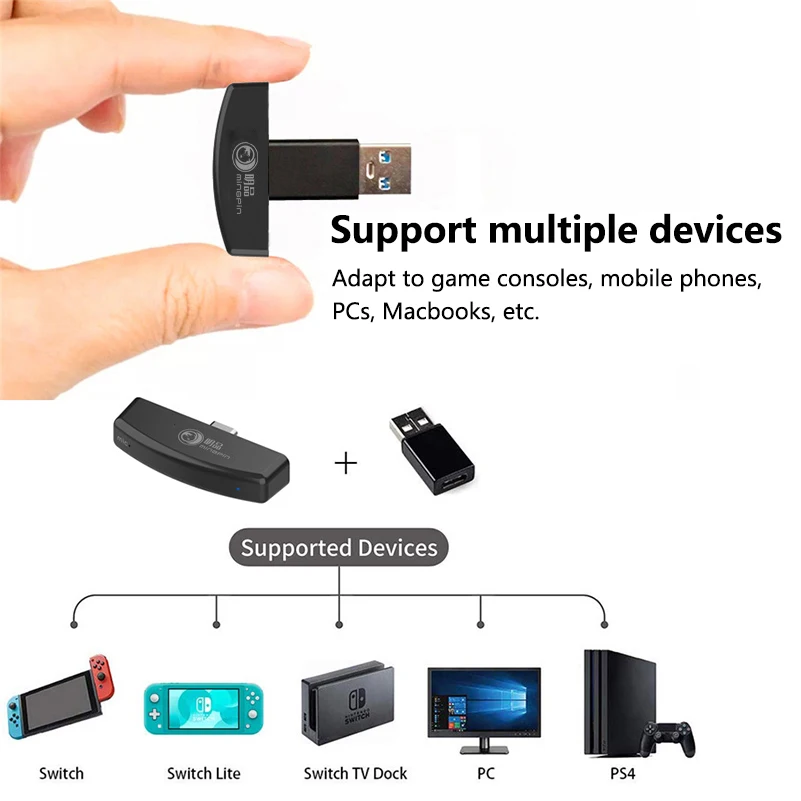 Беспроводной bluetooth адаптер аудио USB передатчик для консоли Nintendo Switch/Switch lite /PS4 /PS3 /PC