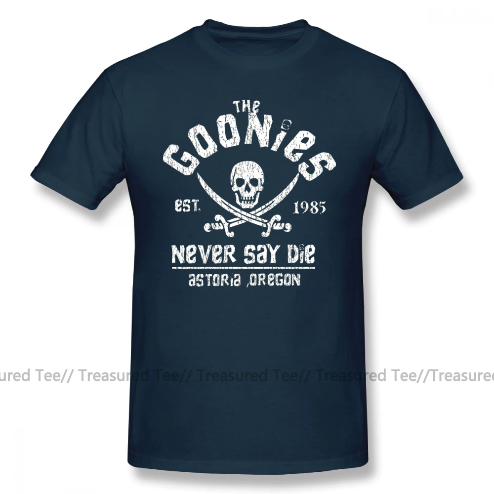 Футболка с надписью "Goonies", Футболка с коротким рукавом, графическая футболка, 100 хлопок, Пляжная Мужская большая футболка - Цвет: Navy Blue
