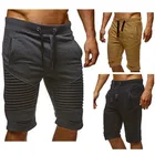 Мужские шорты, джоггеры, штаны, мужские Плиссированные тренировочные брюки, облегающие шорты для мужчин, рваные шорты в стиле хип-хоп, уличная одежда, 2018