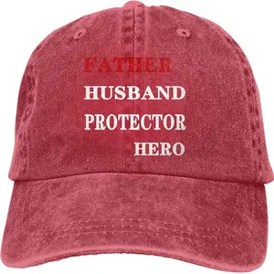 Father Husband Protector Hero Sports Denim Cap Adjustable Unisex Plain Baseball Cowboy Snapback Hat