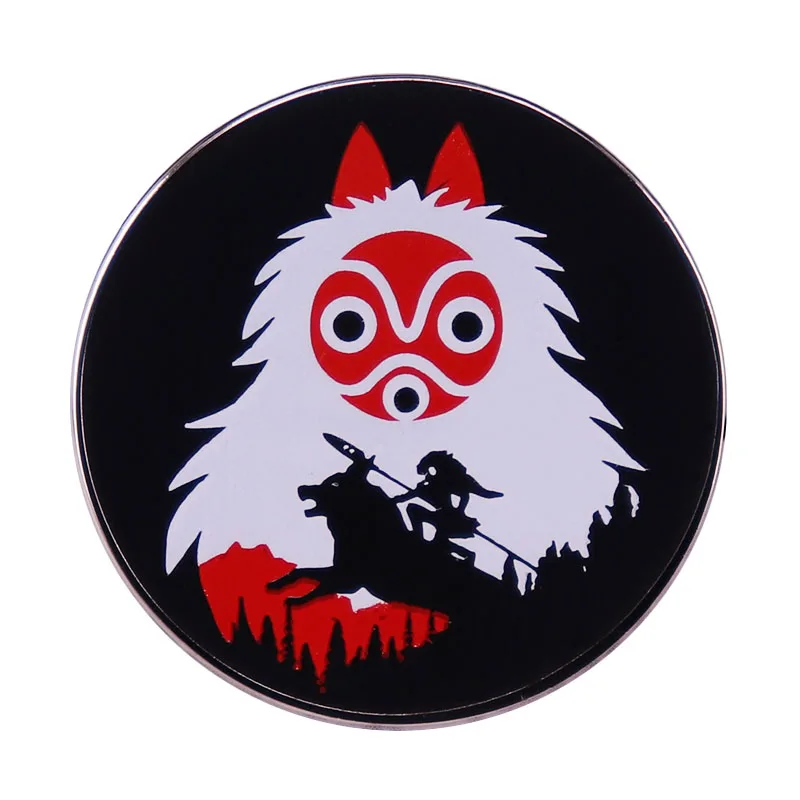 Эмалированная заколка в стиле принцессы Mononoke воющая маска Сан-волка духа значок