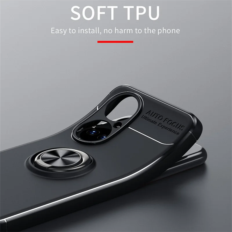 For Huawei P50 Case For Huawei P50 Cover Back Shockproof Phone Bumper TPU Soft Ring Magnetic Holder For Cover Huawei P50 Fundas