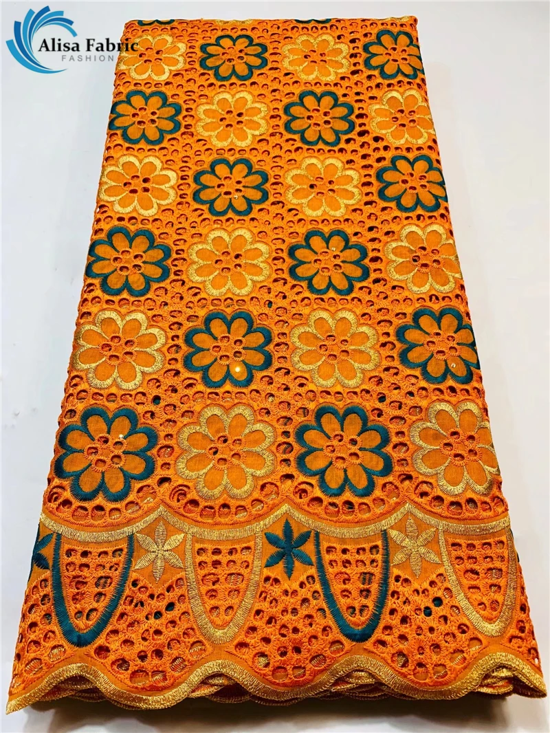 

Новейшая нигерийская Африканская Хлопковая Кружевная Ткань 5 ярдов 2021, недорогая Высококачественная швейцарская вуаль, кружевная хлопкова...