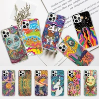 indie hippie art phone case for iphone 13 12 mini 11 pro xs max xr x 8 7 6 6s plus 5s cover