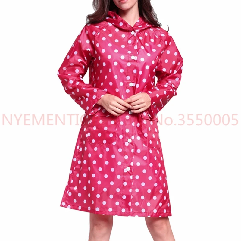 Женский плащ с капюшоном в горошек водонепроницаемый пончо для путешествий