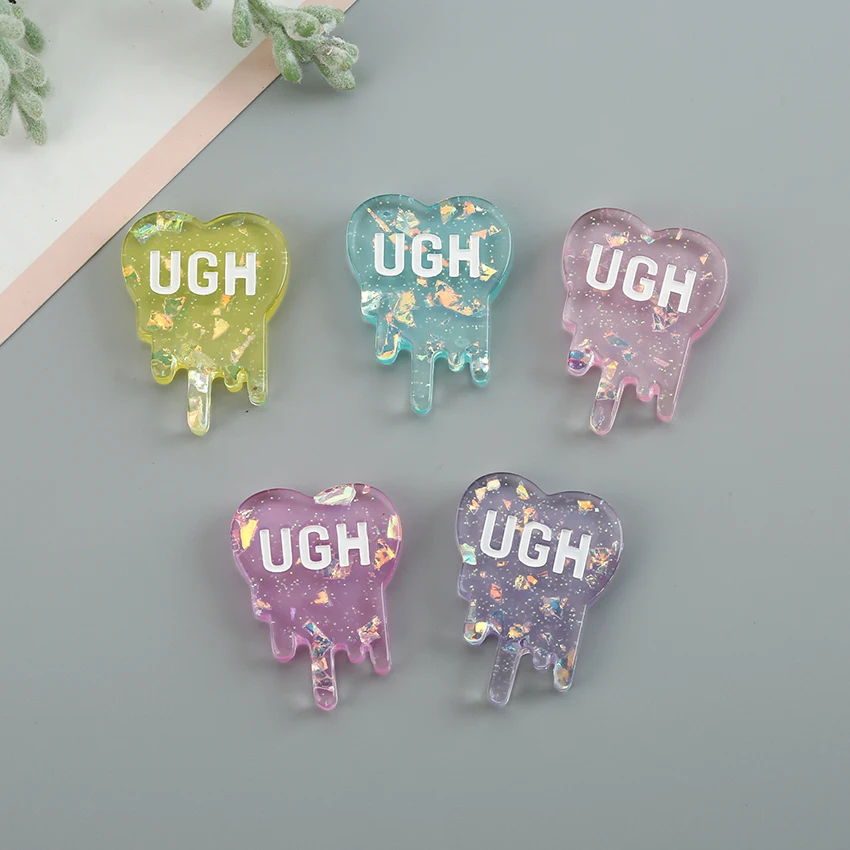 

10pcs 26*35 flatback resin glitter cabochons UGH pendant parts Decoden phone case