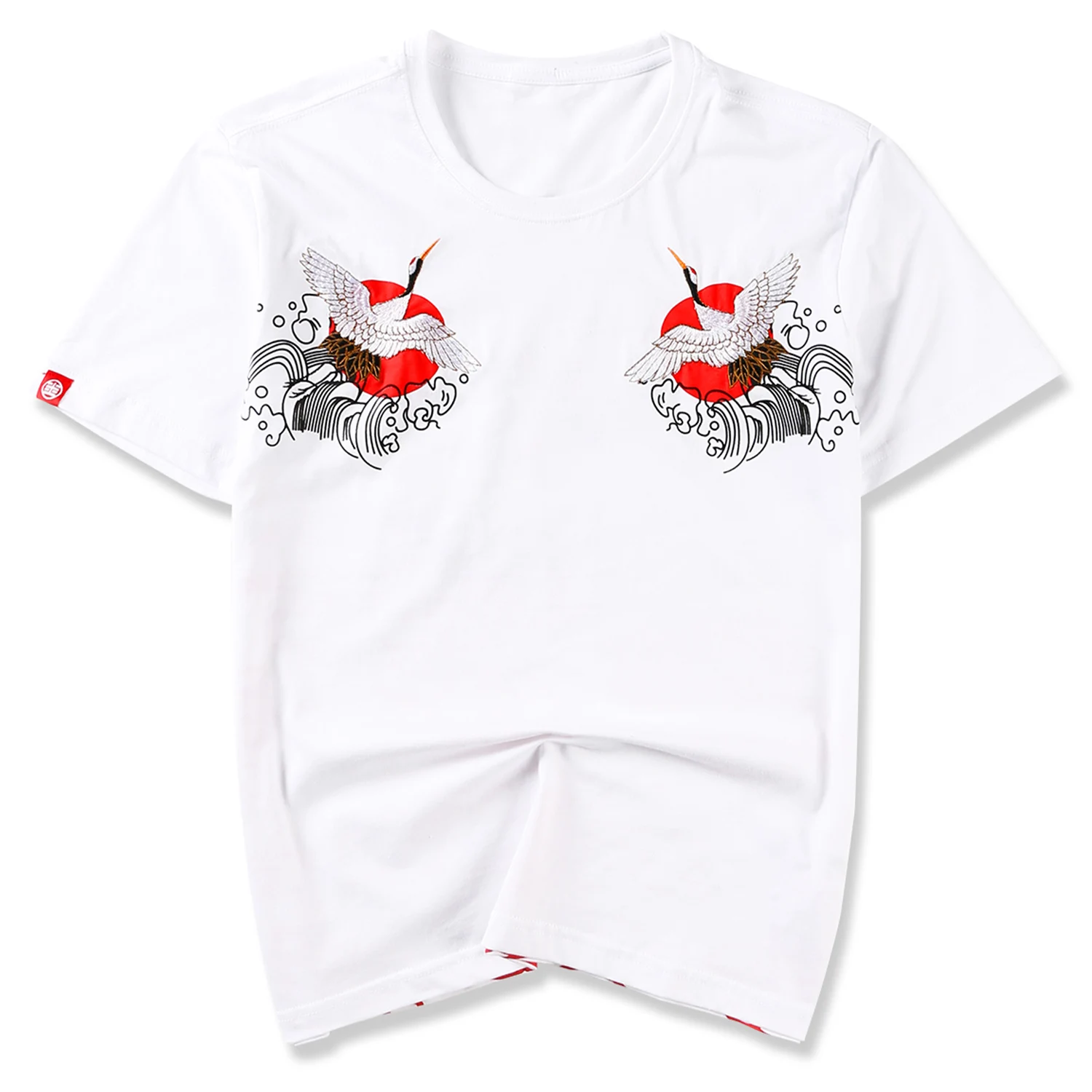 Футболка мужская оверсайз с принтом журавлей Tengyun модная тенниска в стиле