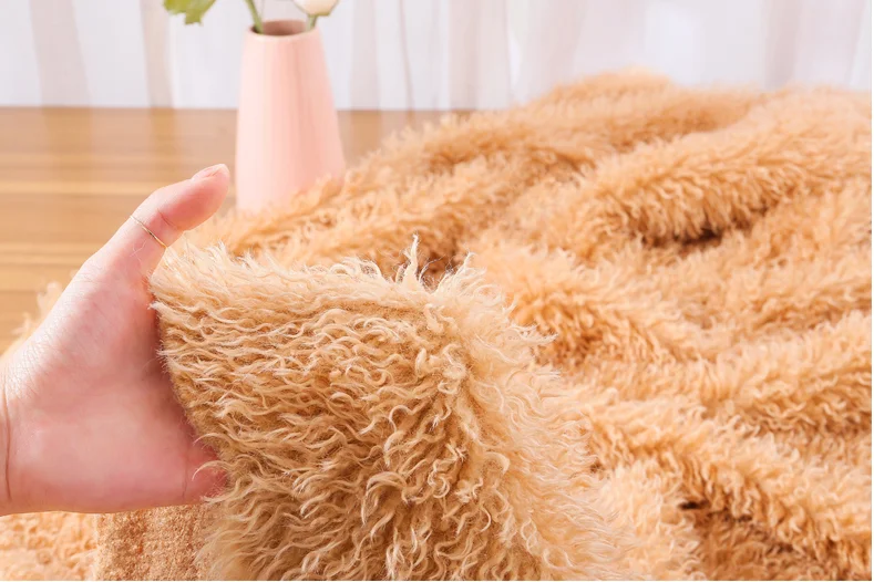 Желтый белый утолщенный длинный кудри из овчины супер Мягкая Искусственная