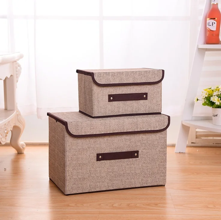 Beige Set Тканевый складной контейнер-органайзер с ручками для ящика, детской комнаты, шкафа, офиса, дома - Цвет: Beige Set