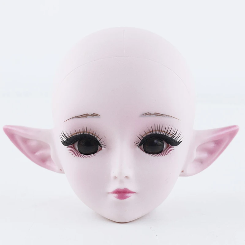 Шарнирная кукла 60 см лысая голова голубые глаза имитация ресниц эльф уха 1/3