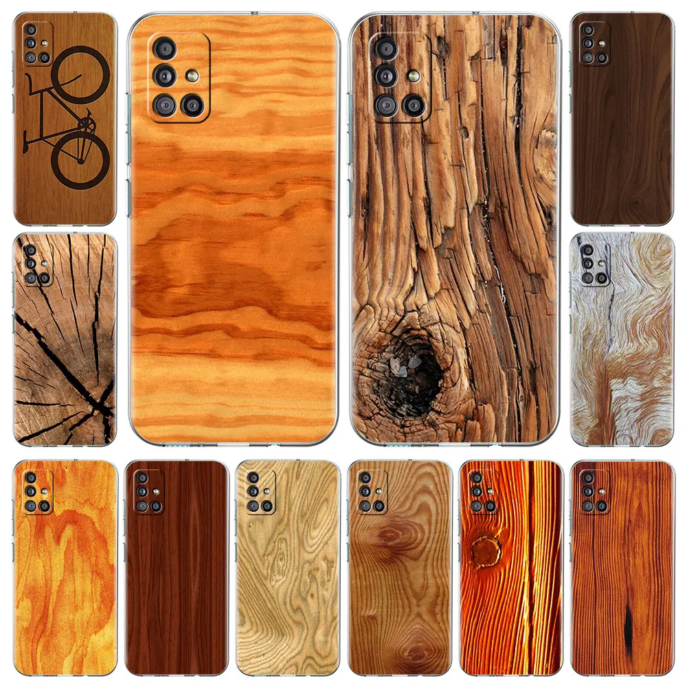 

Clear Case For Samsung Galaxy A52 A32 A51 A12 A71 A32 A21s A31 A02s A72 A42 A11 A01 A51 A41 A91 Soft Capa Fashion Wood Grain