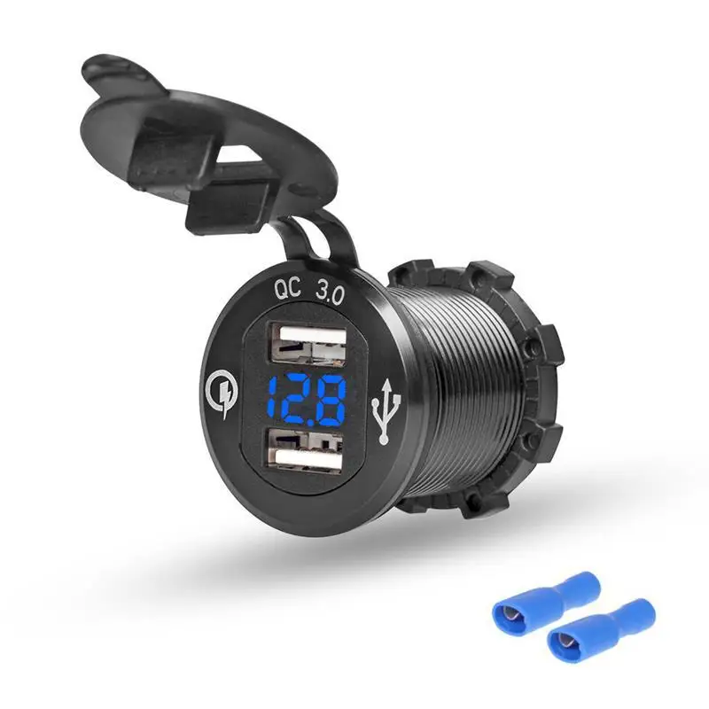 ROMAN QC 3,0 алюминиевый мотоцикл Лодка автомобиль 2 USB зарядное устройство светодиодный вольтметр для телефона планшета Z11 Прямая поставка