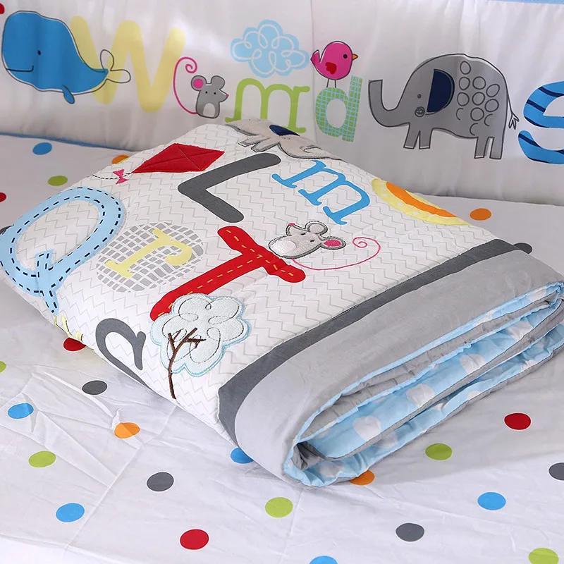 7PCS Baby bedding set English alphabet bumper crib Crib Protect kit de berço(4bumper+duvet+bed cover+bed skirt) | Мать и ребенок