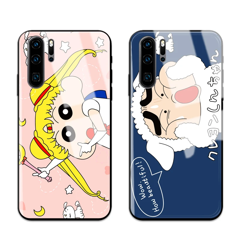 Huawei P30 Lite чехол 3D Мультфильм окрашенные закаленное стекло задняя крышка телефона
