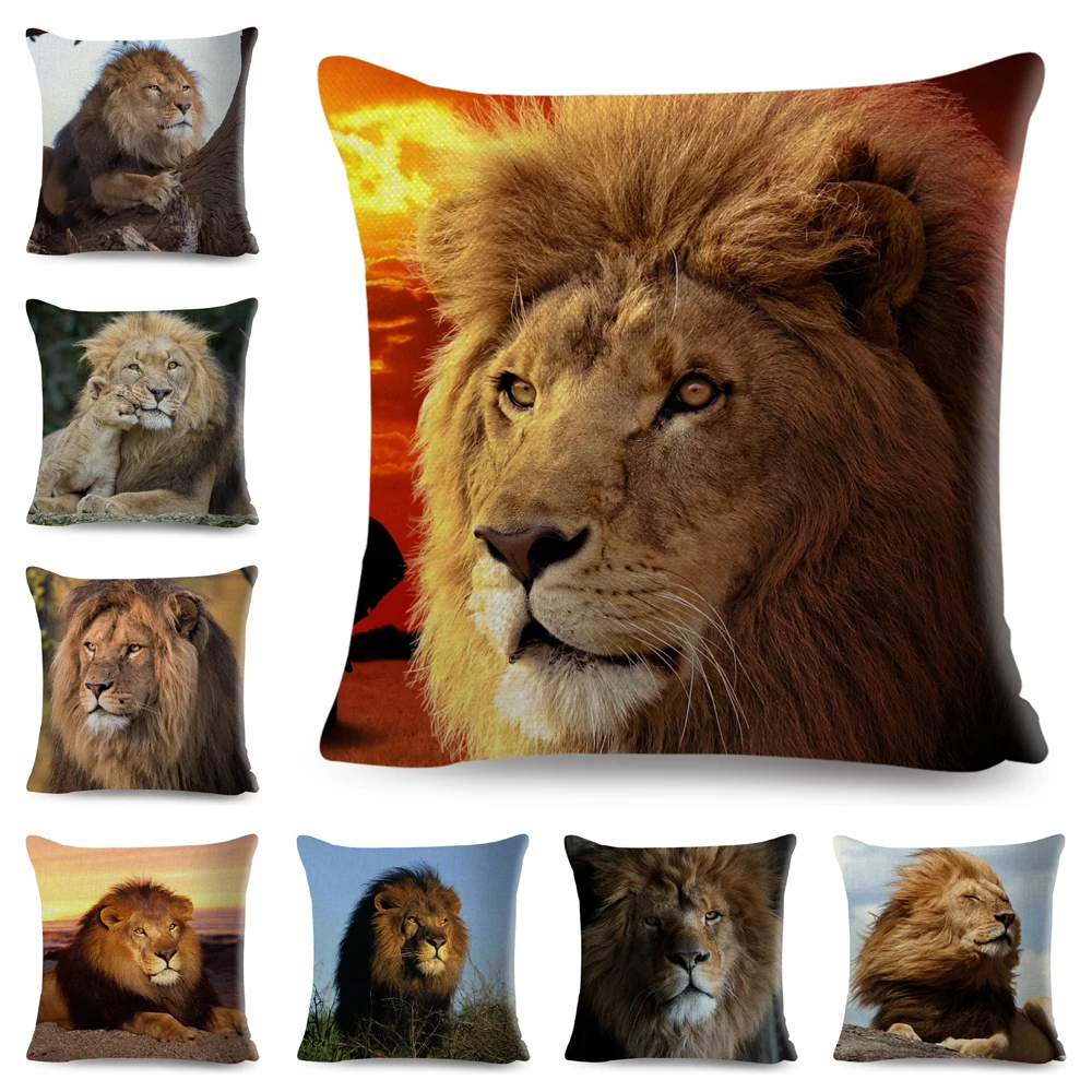 Чехол для подушки с принтом африканского льва декоративный чехол из полиэстера