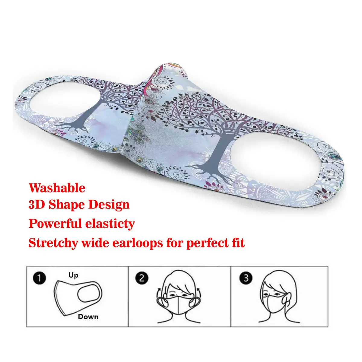 

Mouth Mask Tree Of Life Motif Seedlings Sketch Dust Face Masks Cover Washable & Reusable for Adult Student Kids