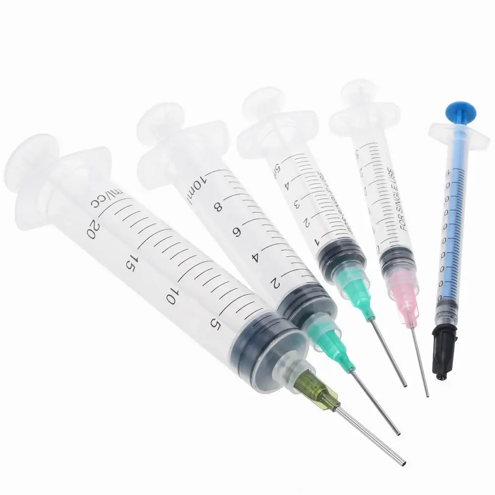 

15pcs Syringes Set 14/16/20GA Blunt Tip Needle with Caps Luer Slip Syringe Glue Applicator Multi-functional