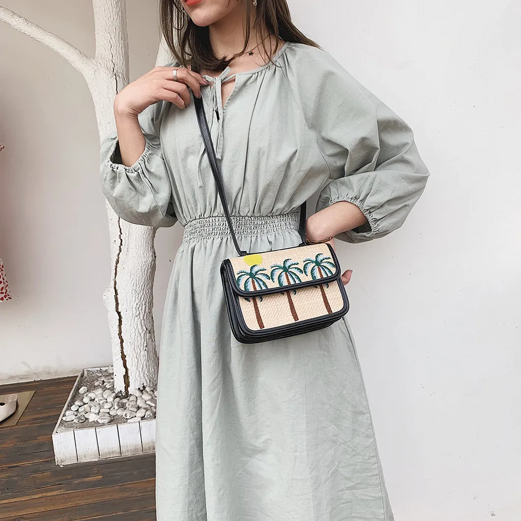 Женские сумки через плечо модные дикие одноцветные тканые водонепроницаемые