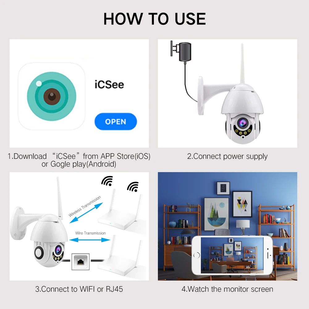 Полноцветная 1080P wifi камера PTZ IP скоростная купольная CCTV Камера Безопасности s