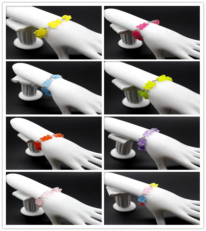 

2020 New Cute Candy Color Cartoon Bear Pendant Bracelet, Unisex, Party Gift, Daily Jewelry Creative Jewelry