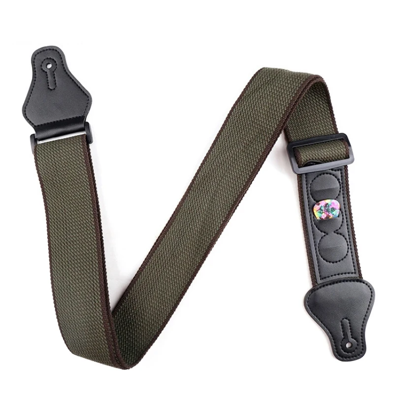 elektrische gitarre strap 100 baumwolle gitarre straps gürtel echtes leder enden mit 3 pick halter folk pop gitarre zubehör free global ship