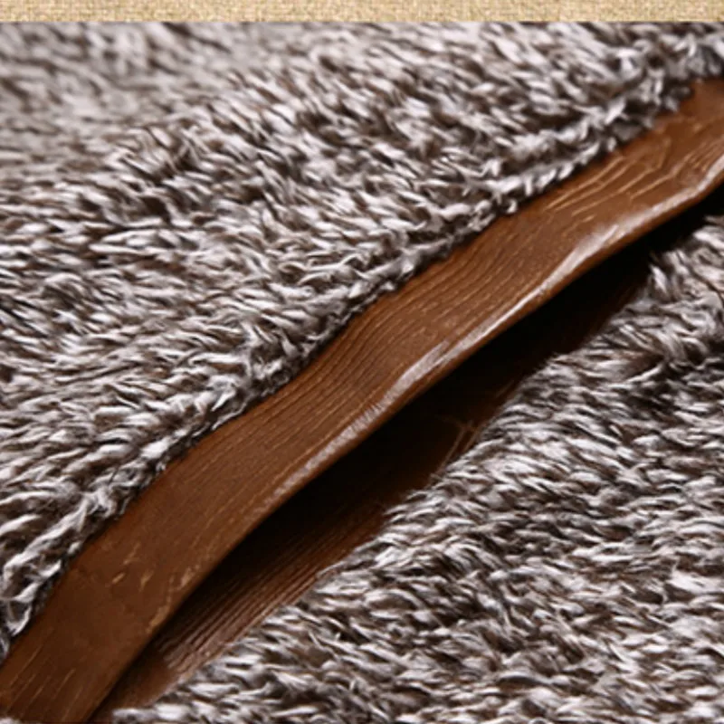 

Men's Autumn and Winter Mid-length Plus Fleece Fur One Large Size Leather Jacket Lapel PU Warm Windbreaker Jacket Trend