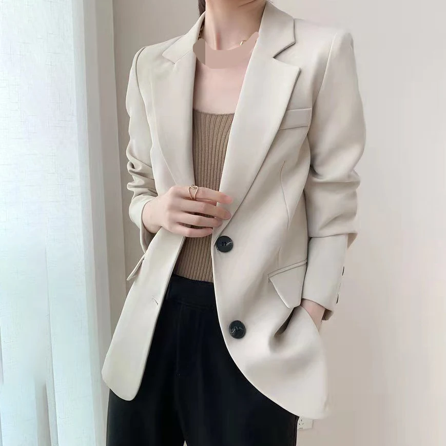 

Женский бархатный костюм, утепленный бежевый маленький пиджак, женский осенний костюм, новые корейские модные женские топы, 2021