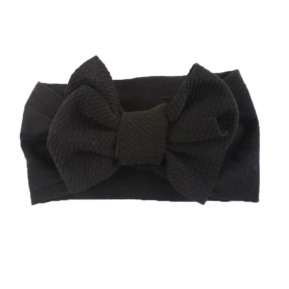 2019 New Big Bows Headband For Girls Solid Large Hair Elastic Turban Head Wraps Baby Kids Top Knot Hairband | Детская одежда и