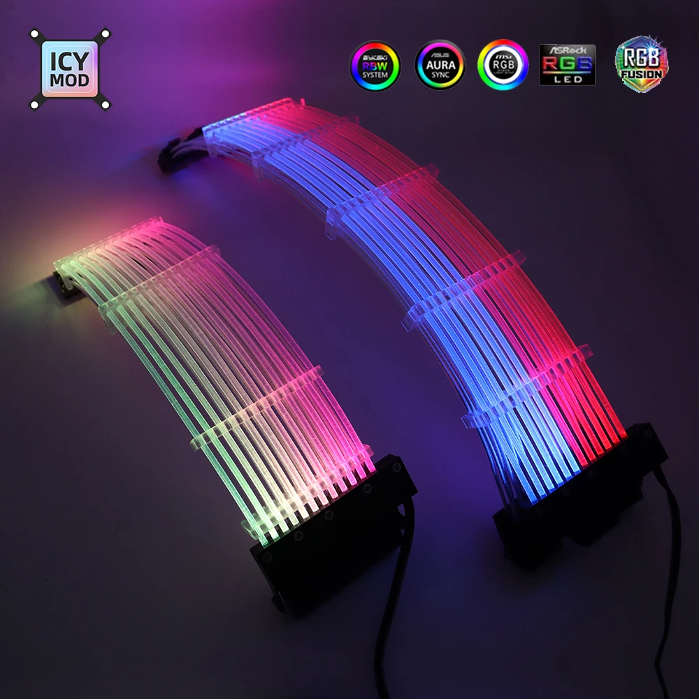 Удлинительный кабель ARGB GPU 3x8PIN Rainbow Lighting Cable 8 + Strimer Wire 24PIN MOBO VGA RGB удлинитель