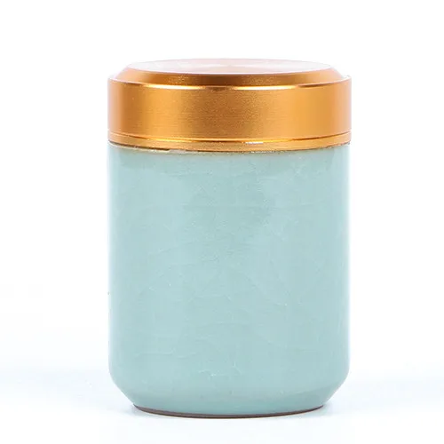 Ceramic Tea Caddy Mini Celadon Storage Boxes Sealed Coffee Powder Cans Leaves Container Portable Travel Organizer | Дом и сад